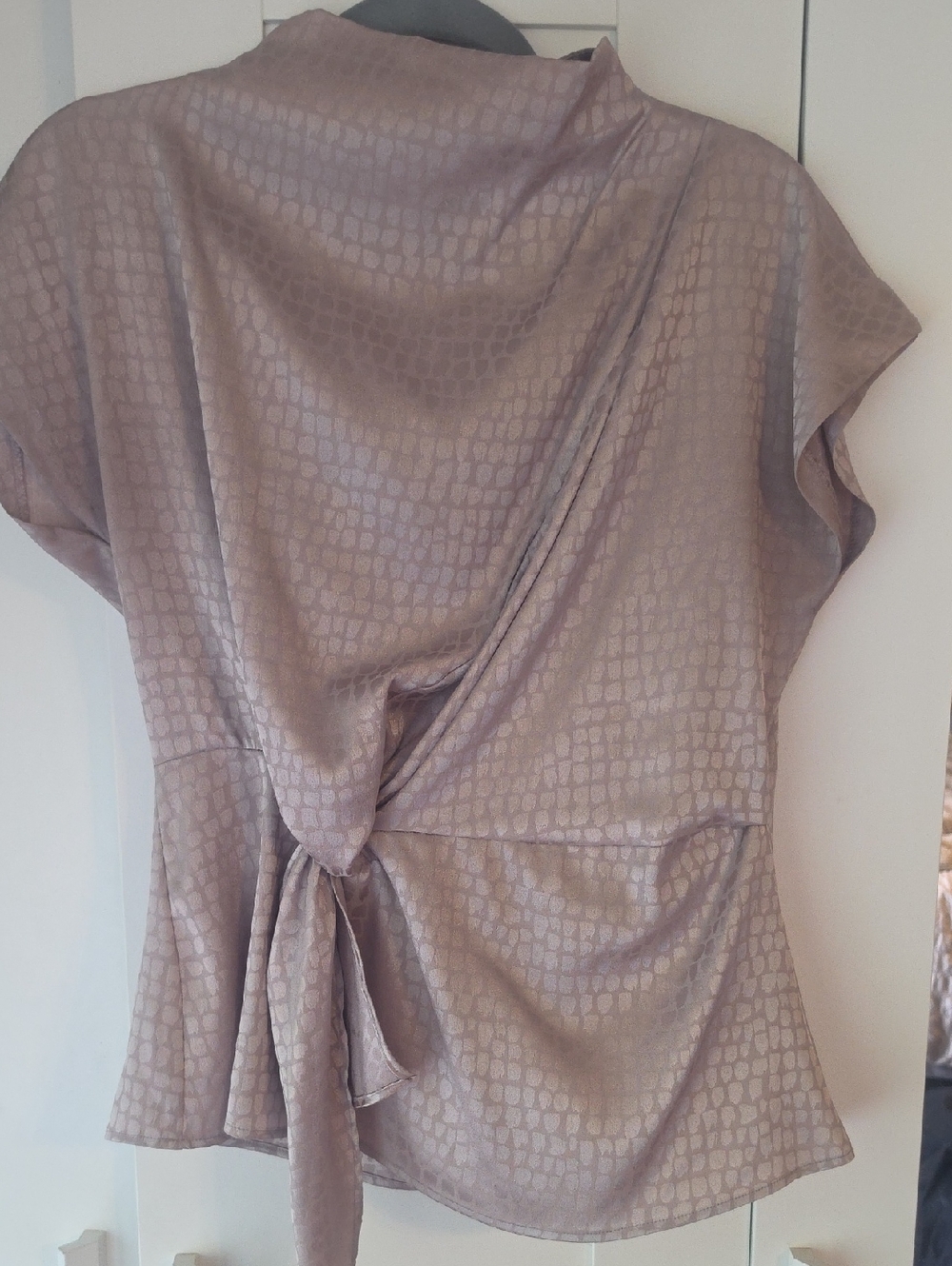 Calvin Klein Dusty Mauve Satin Tie-Back Blouse